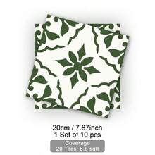 MORCART 20cm X 20cm Peel Off Adhesive Tiles, 20 Pieces Of Self-Adhesive DIY Vinyl Flooring, Suitable For Removable Waterproof Tile Stickers In Bedrooms, Living Rooms, Bathrooms, Kitchens, And Stairs (Green Retro) - 綠色 - 查看 12