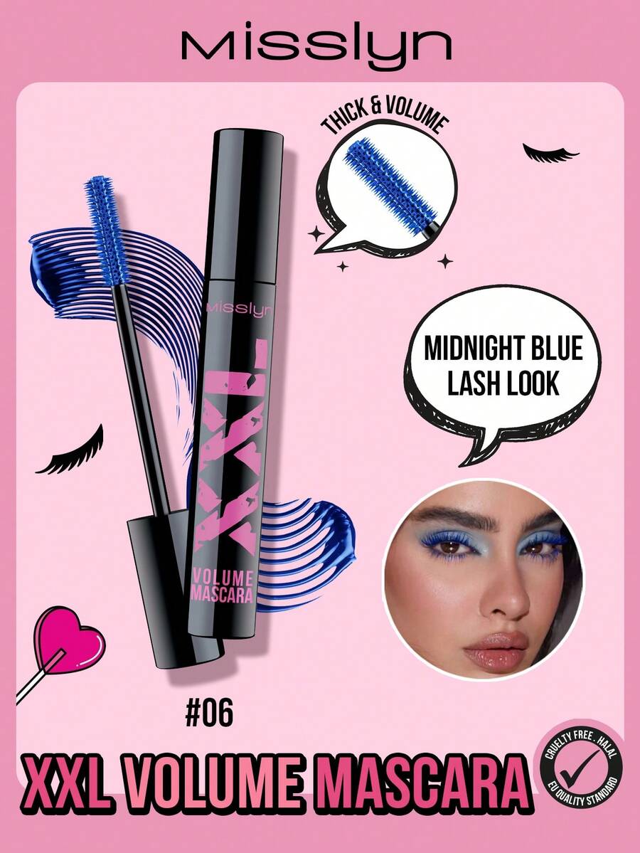 MISSLYN-XXL睫毛膏，可水洗睫毛膏，丰盈、纤长、定型、卷翘，多效合一，可叠加涂抹，防晕染，持久不脱妆，浓密效果，根根分明，纯正色素，不结块，情人节礼物