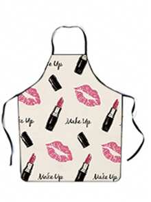 Makeup Lipstick & Nail Polish Pattern Apron, Funny Creative Kitchen Apron For Home Use, Anti-Stain - A - View 1