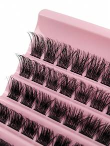 120片独立簇状假睫毛，带镊子，柔软自然，D型卷翘，长度8-16毫米混合，DIY嫁接睫毛，蓬松轻盈，分段嫁接假睫毛，送给女性和女孩的好礼物 - D - 查看 6