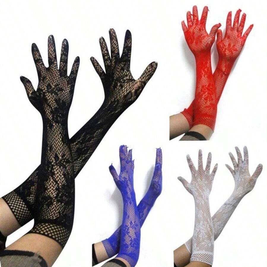 Sexy Sheer Lace Stretchy Gloves - Alluring Lingerie Set For Brides, Nurses And Maids - Multicolor - View 1