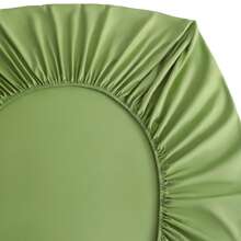 3pcs Solid Color Fitted Sheet Set  With 1pc Fitted Sheet+2pcs Pillow Case Without Filler, Modern Soft Bedding Set For Household Sheet Deep Pocket Up To 15 Inch - Sage Green - View 3