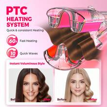 UKLISS 14-Temperature Settings (120-230°C) Mermaid Wave Curling Iron, Lightweight & Portable, Dual Voltage - Platinum - EU C Type Plug(220-240V) - View 5