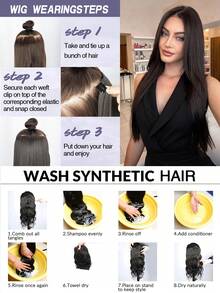 Clip In Hair Extensions 7pc Set Long Straight Hair Extension Synthetic Hairpieces For Women Girls Daily Use - Multicolor - View 7