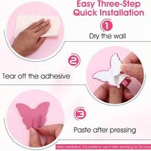 5个蝴蝶形粘钩，强力胶免打孔壁挂式浴室厨房门挂收纳架 - 彩色 - 查看 5