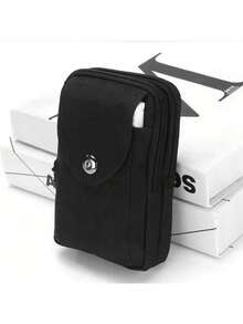 Multifunctional Leather Waist Bag, Phone Belt Pouch, Retro Men Phone Ring Holder, Phone Case, Wallet - Multicolor - View 1