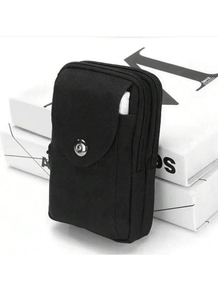 Multifunctional Leather Waist Bag, Phone Belt Pouch, Retro Men Phone Ring Holder, Phone Case, Wallet - Multicolor - View 1