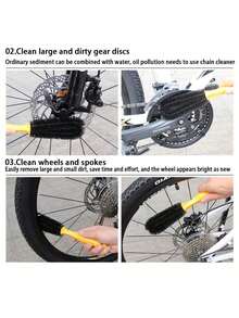 6/8/10 Pieces Bicycle Cleaning Kit, Mountain And Road Bike Chain Cleaner, Maintenance Tool With Large Brush Set, Box Brush, 22.1 Cm Long Durable Cleaning Accessory - Multicolor - View 4