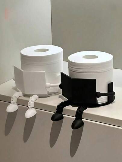 1pc Creative Human Figure Toilet Paper Holder - Interesting Sitting Posture Design, Made Of ABS Plastic, Bathroom Tissue Paper Storage/Novel Home Decor/Desktop Organizer, Suitable For Home/Adults/Teenagers, Bathroom/Bedroom/Living Room, Gift For Friends/Family/Hostess, Minimalist Ins Style (Toilet Paper Holder/Bathroom Storage/Fun Home Decor/Gag Gift/Unique Present/Bathroom Accessory/Desktop Organizer)