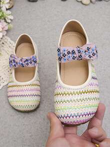 1 Pair Kids Flat Shoes, 2026 New Spring Girls Knitted Soft Bottom Hook And Loop Casual Performance Fashion Shoes, Girls Bowknot Fashionable Shoes - Beige - View 4