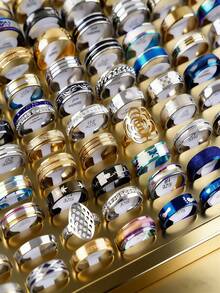 5/10/20/50/100/200pcs/Pack Stainless Steel Mixed Style Random Delivery Rings, Size 17mm - 21mm, Wholesale Men's Rings - Multicolor - View 4