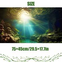 阳光明媚的深潭,鱼缸背景画,水族箱背景贴纸,爬行动物缸背景装饰,两侧嶙峋的峭壁,附着的海藻和苔藓散发出湿润的绿色,光影交错,将家里的鱼缸变成一个微缩的深潭圣地,水族箱背景装饰,适用于水族箱、两栖动物和爬行动物栖息地装饰,鱼缸/水族箱/爬行动物缸配件 - A - 查看 11