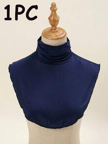 1pc/2pcs Women Elegant Solid Color Pleated Detachable Collar, Comfortable Skin-Friendly Turtleneck Dickey Shirt Collar, Minimalist Undershirt, Suitable For Daily Wear - 2-piece Elastic Collar - View 30