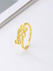 1枚女士个性化无限符号戒指，无限符号环饰，结婚纪念日和情人节礼物，字母情侣戒指，精致休闲装纪念品 - 開口戒 - 查看 3