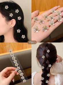 10pcs Floral Hair Clips, Sweet Style Hair Accessories - Multicolor - View 7