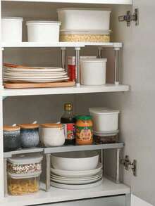 Expandable Kitchen Storage Rack, Detachable & Extendable Multi-Function Sink Organizer Rack, Cabinet Shelf, Wardrobe Shelf, Bathroom Shelf, Compact Adjustable Space-Saving Storage Rack For Kitchen, Living Room, Bedroom, Home Organization, Minimalist Style - Multicolor - View 5