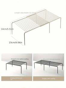 Adjustable Kitchen Storage Rack, Carbon Steel And Plastic Sink Organizer Box, Expandable Dish Drying Rack, Freestanding Corner Shelf, Suitable For Home/Office/Bedroom Organization, Multi-Function Telescopic Storage Rack, Clothes Hanger, Spice Rack, Iron Storage Shelf - Multicolor - View 6