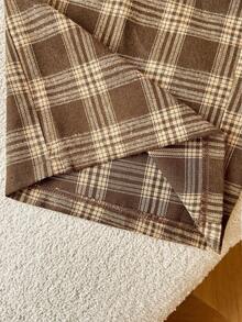 Women's Versatile Plaid Pocket Drawstring Pants, Suitable For Daily, Holiday, Office, Date, Travel, All Seasons - Coffee Brown - View 6