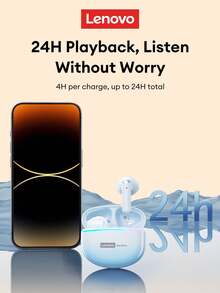 Lenovo LE222 Elegant Bluetooth Earphones, Half In-Ear Design, Cool Breathing Light, HIFI Surround Sound, Smart Noise Cancellation, Bluetooth 6.0, Music & Gaming Dual Mode Low Latency, HD Calling, Wireless Sports Earbuds, Suitable Compatible With Apple, Huawei Smartphones, Computers, Holiday Gift - Gradient Orange - View 4