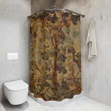 French Verdure Shower Curtain,  Style Tapestry Reproduction, Vintage Bathroom Decor, Elegant Bath Curtain, Country Farmhouse Chic - A - 查看 3