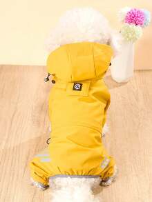 Lightweight Polyester Reflective Stripe Full Coverage 4-Leg Dog Raincoat, Waterproof Pet Apparel Suitable For Small Poodle All Year Round - Multicolor - View 24