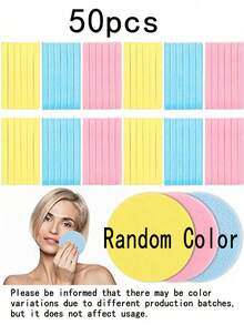 6 Vibrant Colors Compressed Facial Sponges - Professional Makeup Removal And Exfoliation Choice, Women's Round Cleansing Sponges, Suitable For Daily Face Washing - Multicolor - View 12