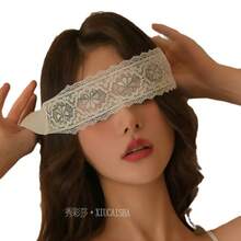 áscara de encaje para mujeres -áscara de dormir de satén ajustable con ribete de pestañas, antifaz sensible para spa, viajes, juego sensual y bloqueo de luz, cubierta de ojos transpirable y suave (negra, oro rosa) NDIR - Blanco - Ver 6