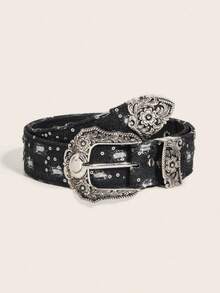 Women's Retro Carved Buckle Denim Belt - Distressed Ripped With Sequin Accents, Versatile Daily Belt For Sweet & Edgy Girls - A - View 8