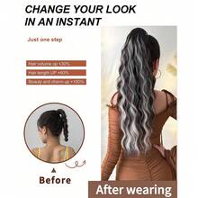 Claw Ponytail Extension 26 Inch Water Wave Wavy Curly Clip In Hair Extensions Soft Synthetic Hairpiece For Women - Black Brown - View 9