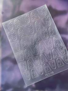 Kariertes Muster transparente Sprühlack Nail Art Sticker, 1 Stück Dual-Zweck Sticker und Accessoire französischer Herz-Design DIY Nail Sticker und Abziehbilder - Nagelzubehör und Nail Charms für Mädchen und Frauen - Herbst-Winter-Nägel für Nail Art Zuhause und Salon - Verschiedenfarbig - Übersicht 35