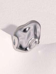 1枚简约几何开口戒指，时尚镀层不锈钢材质，高端优雅设计，适合女性日常、派对和约会佩戴。 - 彩色 - 查看 5