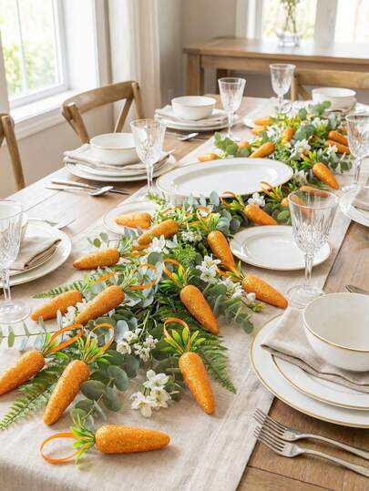 15 piezas Decoraciones colgantes de zanahoria de Pascua - Hechas a mano con mini zanahorias artificiales, zanahorias artificiales de espuma de 2.75 pulgadas con lentejuelas para decoraciones de Pascua en el hogar, cestas y manualidades DIY, decoraciones colgantes para fiestas de Pascua