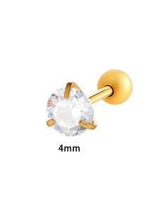 1 pieza Pendiente de cartílago de acero inoxidable con circonita micro-incrustada de moda clásica - Dorado - Ver 6