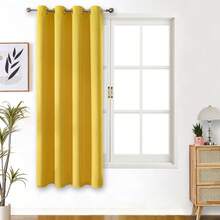 1pc Solid Color Polyester Curtain Panel, Blackout Curtain For Living Room, Bedroom, Darkens Room, Yellow - Yellow - View 16
