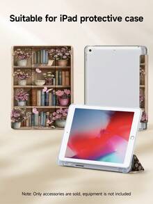 1pc Butterfly Potted Flower Bookshelf Pattern Tablet Protective Case, Compatible With 10.2 Inch 2021/2020 10th/9th/8th Gen, (A16) 11 Inch 11th Gen 2025, Galaxy Tab A8 10.5 Inch 2022, Tablet Cover With Pencil Slot, Auto Sleep/Wake, Valentine's Day Gift - Multicolor - View 4