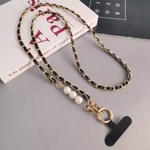 1PC Universal Mobile Phone Case Lanyard For Women, Cross Faux Pearl Collection Chain, Long Neck And Shoulder Strap - Multicolor - View 2