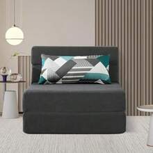 zxxATO Sofa Cama Indidual 4 en 1 Memory m - Sofa para Sala - Incluye Coin/Almoada de Es scoelas - Sofa Comprimido con Tela Suave Desmontable - Sillon Indidual Gris Oscurosofa cama - Gris Oscuro - Ver 2