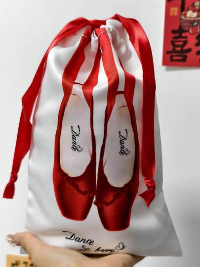 Satin Dance Bag, Drawstring Closure, Dust-Proof Storage Bag For Dance Shoes And Accessories