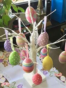12/6/1pc Colorful Foam Hanging Egg Decorations, Easter Tree Decor, Birthday Party Home Decoration Indoor Ornaments - Multicolor - View 4