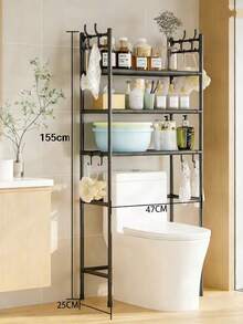 Estante de almacenamiento multifuncional para baño, inodoro y balcón, estante de baño,decoraciones de Halloween, disfraces de Halloween, decoración de otoño, decoración de festivales - Negro - Ver 2