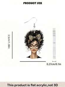 2pcs Fashion Curly Hair & Leopard Bow Pendant Earrings, Stylish & Lightweight, Elegant Gift, Suitable For Daily And Party Wear, All Seasons - A - View 4