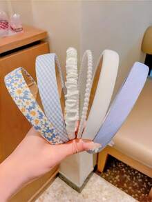 6 Stücke frische Schwamm Stirnbänder für Frauen, breite Stirnband Accessoires, vielseitig für Outdoor, Sommer - Verschiedenfarbig - Übersicht 2