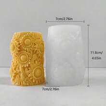 Tulip Flower Pillar Candle Silicone Mold, DIY Sunflower Flower Cylinder Handmade Gift Candle Wax Melts Mold - White - View 6