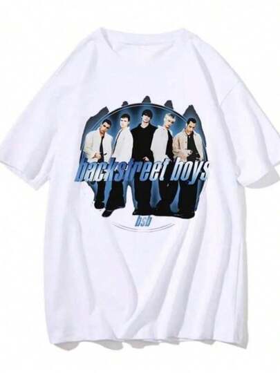 Retro Oversized T-Shirt Pop Music Boy Band Bsb Group T-Shirt 90' S Street Women's Fashion Harajuku T-Shirt