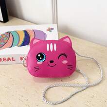 1pc Young Girl PU Leather Zipper Closure Cute Cartoon Cat Mini Crossbody Bag, Suitable For Daily Use - Cat - View 10
