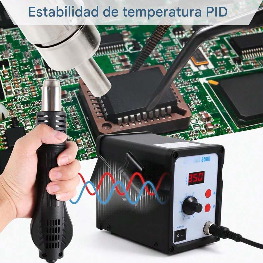 LED Digital visualización Estación de soldadura de aire caliente Kit de soldadura Estación de reelaboración y pistola de calor para reparar teléfonos celulares, computadoras y otros productos electrónicos precisos: diseño de temperatura constante, rango de temperatura de 100-480 ° C