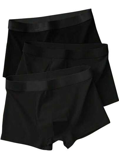 3ชิ้น/แพ็ค กางเกงในชาย ทรง Briefs สีพื้น ยางยืดสูง