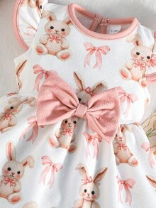 Vestido de conejo lindo para bebé recién nacida, vestido dulce para uso diario - Rosa - Ver 5