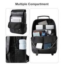 Leather Backpack Fits 15.6 Inch Laptop Vintage Backpack Waterproof Flap Bookbag For Men Leather Travel Backpack For Men Casual Knapsack Black - 黑2 - 查看 4