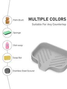 2pcs Silicone Sink Dish Drying Rack With Sponge Holder - Self-Draining, Non-Slip Bathroom And Kitchen Storage Organizer For Soap, Brush And Cleaning Tools. Includes Green And Yellow Sponge Compartments. Sink Caddy | Modern Sink Tray | Silicone Material, Soap And Sponge Holder, Waterproof Countertop Storage Accessory, Drain Mat, Anti-Splash Faucet Silicone Pad, Sink Drip Tray, Household. - Multicolor - View 6